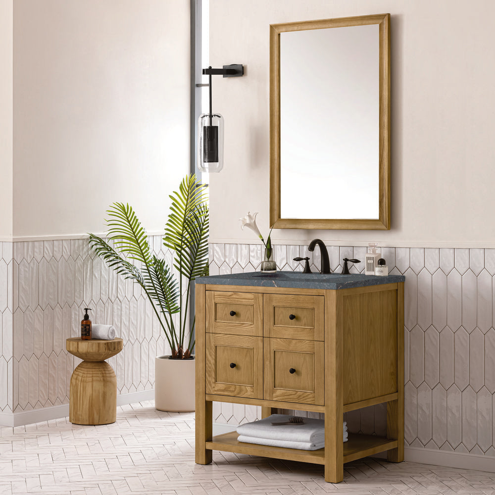 James Martin - Breckenridge 30" Single Vanity, Light Natural Oak w/ 3 CM Parisien Bleu Top - 330-V30-LNO-3PBL view 4