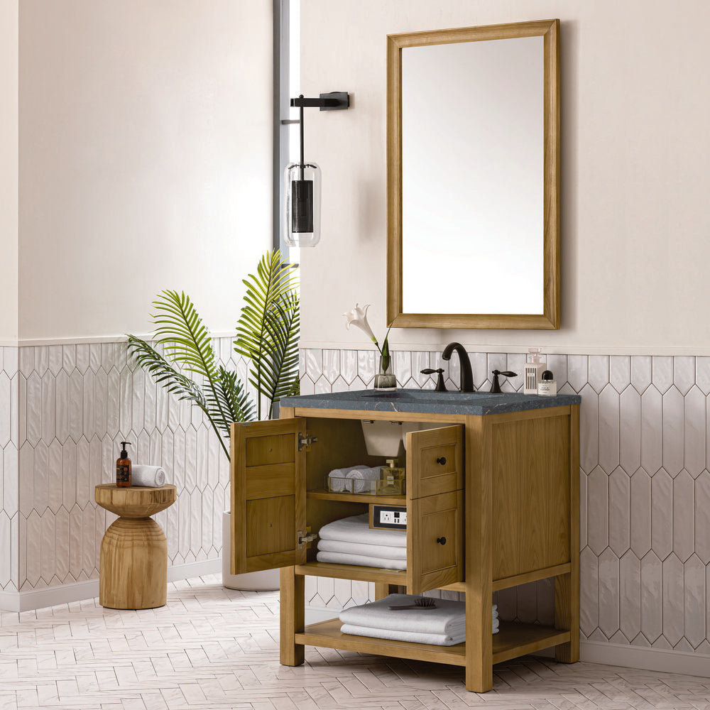 James Martin - Breckenridge 30" Single Vanity, Light Natural Oak w/ 3 CM Parisien Bleu Top - 330-V30-LNO-3PBL view 5