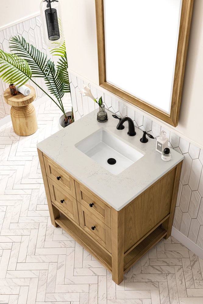 James Martin - Breckenridge 30" Single Vanity, Light Natural Oak, w/ 3 CM Siberian Silestone Top - 330-V30-LNO-3SFR view 8