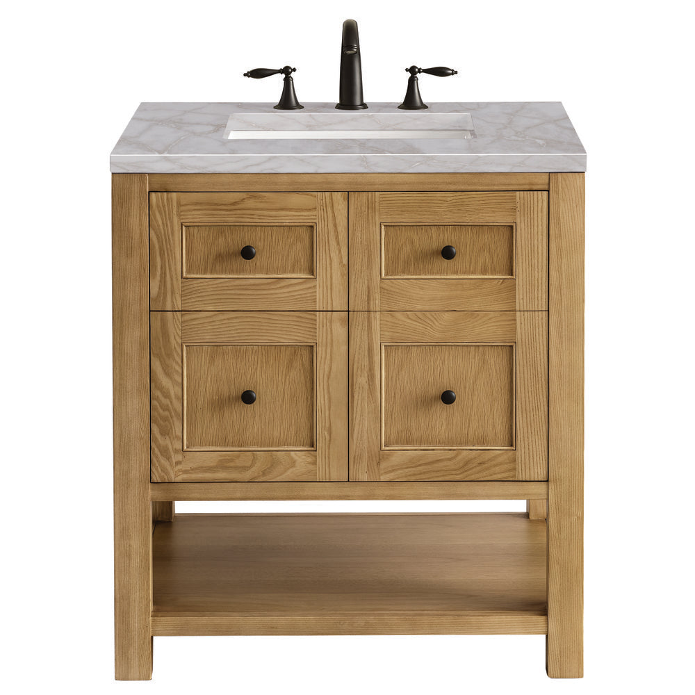 James Martin - Breckenridge 30" Single Vanity, Light Natural Oak w/ 3 CM Victorian Silver Top - 330-V30-LNO-3VSL view 1