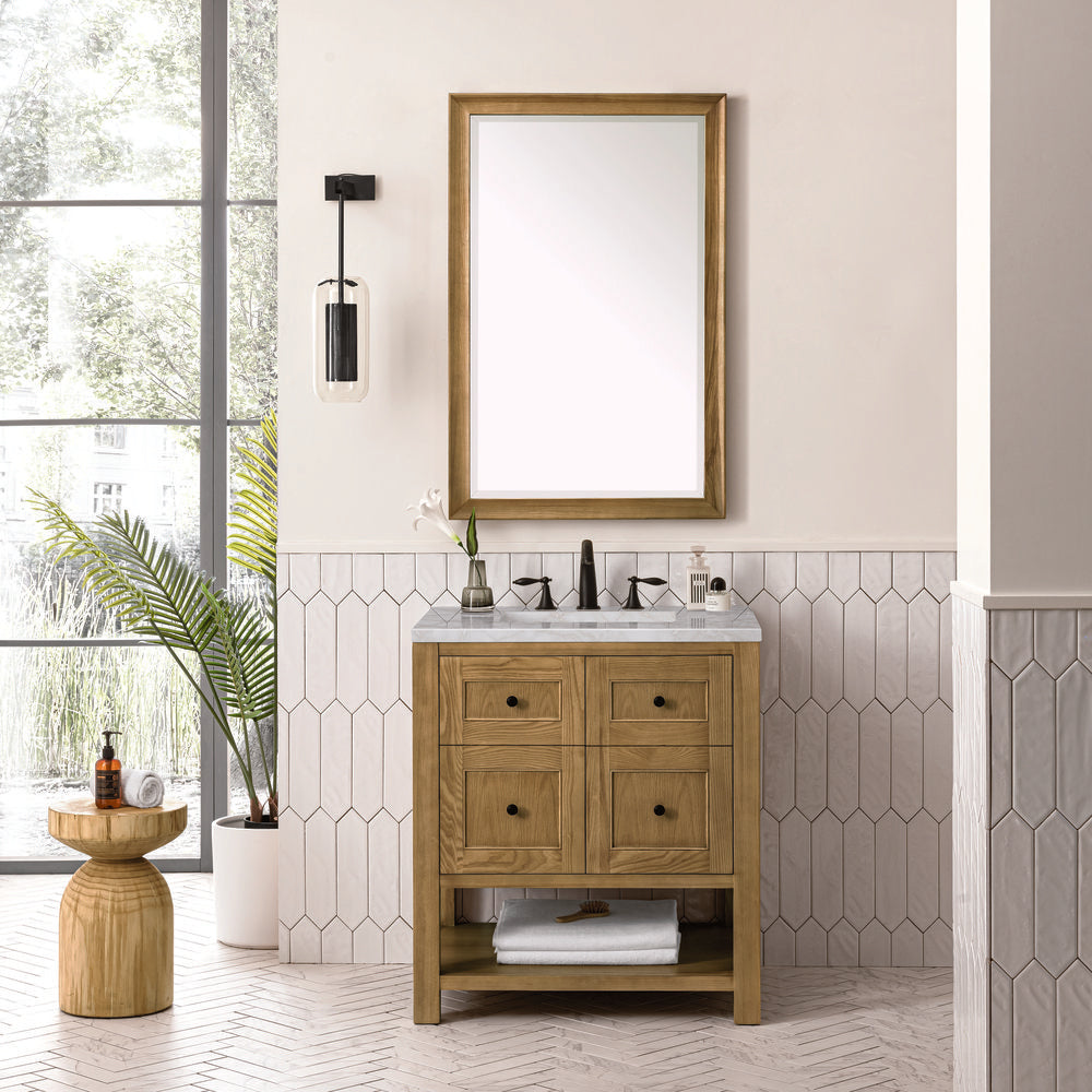 James Martin - Breckenridge 30" Single Vanity, Light Natural Oak w/ 3 CM Victorian Silver Top - 330-V30-LNO-3VSL view 3