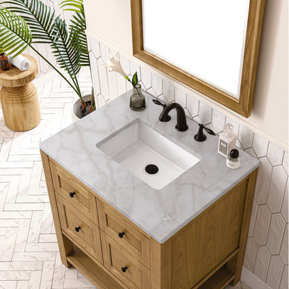 James Martin - Breckenridge 30" Single Vanity, Light Natural Oak w/ 3 CM Victorian Silver Top - 330-V30-LNO-3VSL view 7