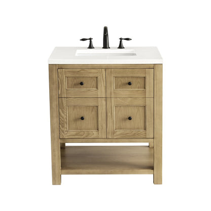 James Martin - Breckenridge 30" Single Vanity, Light Natural Oak w/ 3 CM White Zeus Top - 330-V30-LNO-3WZ view 1