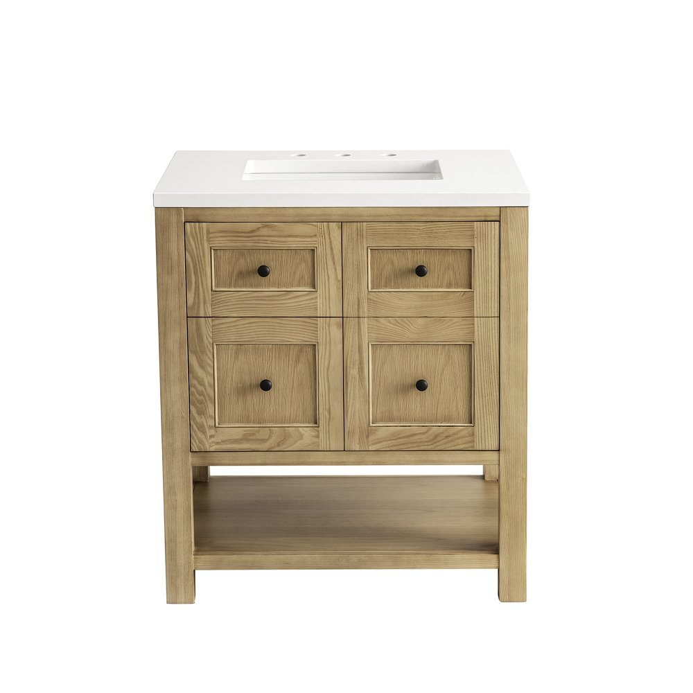 James Martin - Breckenridge 30" Single Vanity, Light Natural Oak w/ 3 CM White Zeus Top - 330-V30-LNO-3WZ view 2