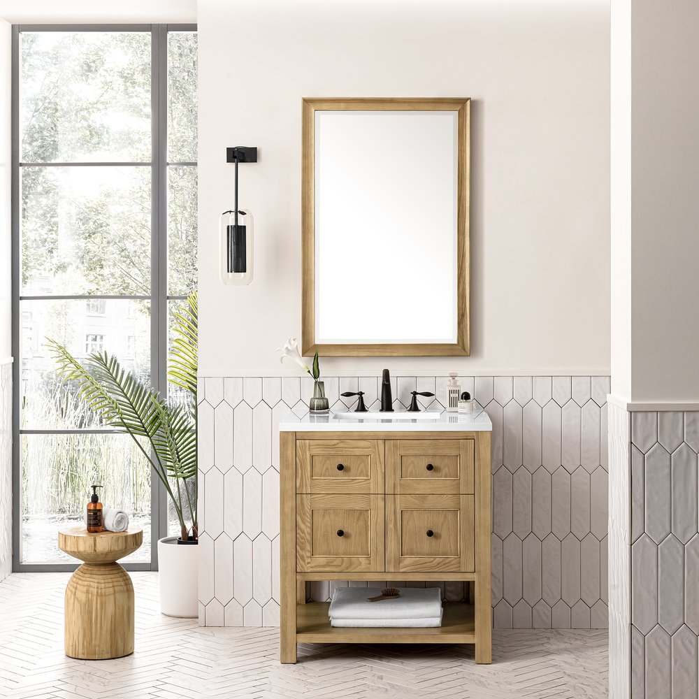 James Martin - Breckenridge 30" Single Vanity, Light Natural Oak w/ 3 CM White Zeus Top - 330-V30-LNO-3WZ view 4