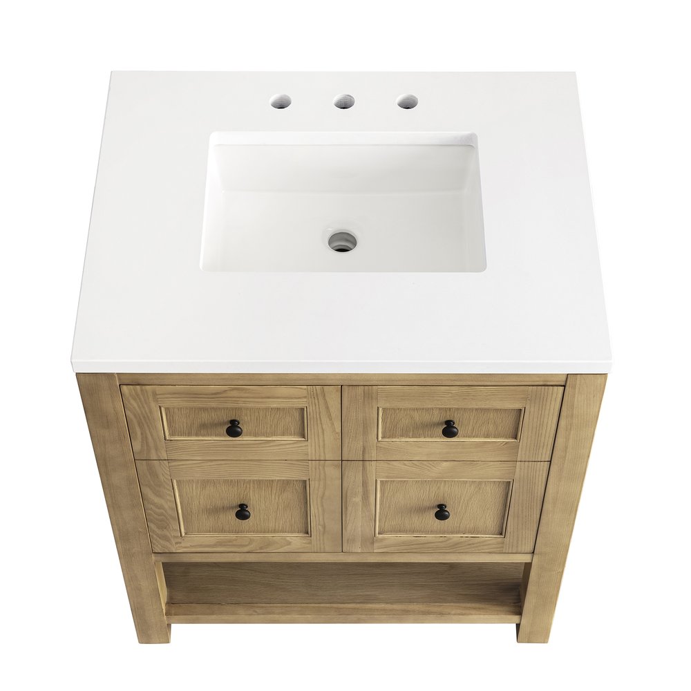 James Martin - Breckenridge 30" Single Vanity, Light Natural Oak w/ 3 CM White Zeus Top - 330-V30-LNO-3WZ view 8