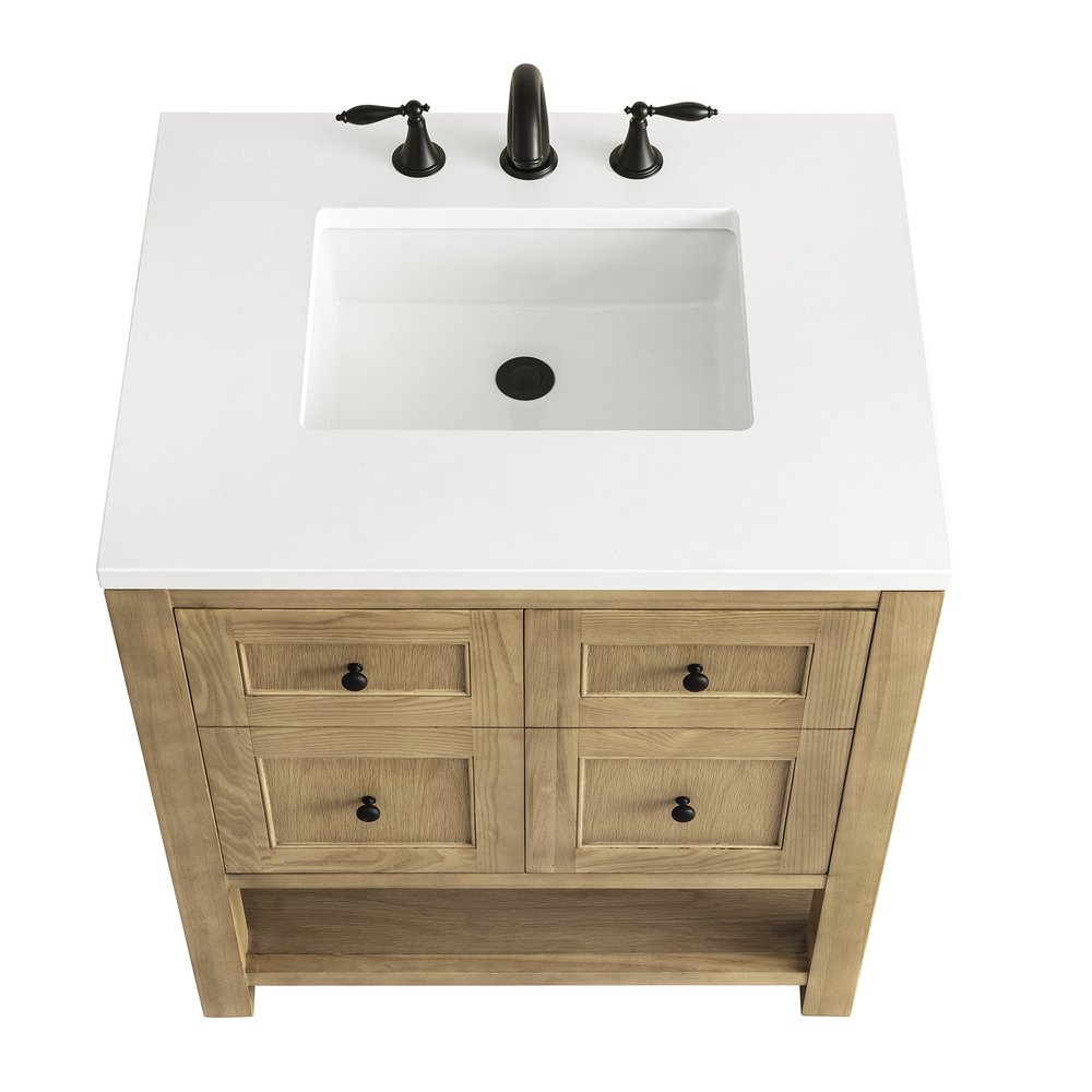 James Martin - Breckenridge 30" Single Vanity, Light Natural Oak w/ 3 CM White Zeus Top - 330-V30-LNO-3WZ view 9