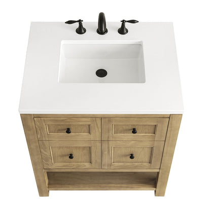 James Martin - Breckenridge 30" Single Vanity, Light Natural Oak w/ 3 CM White Zeus Top - 330-V30-LNO-3WZ view 9