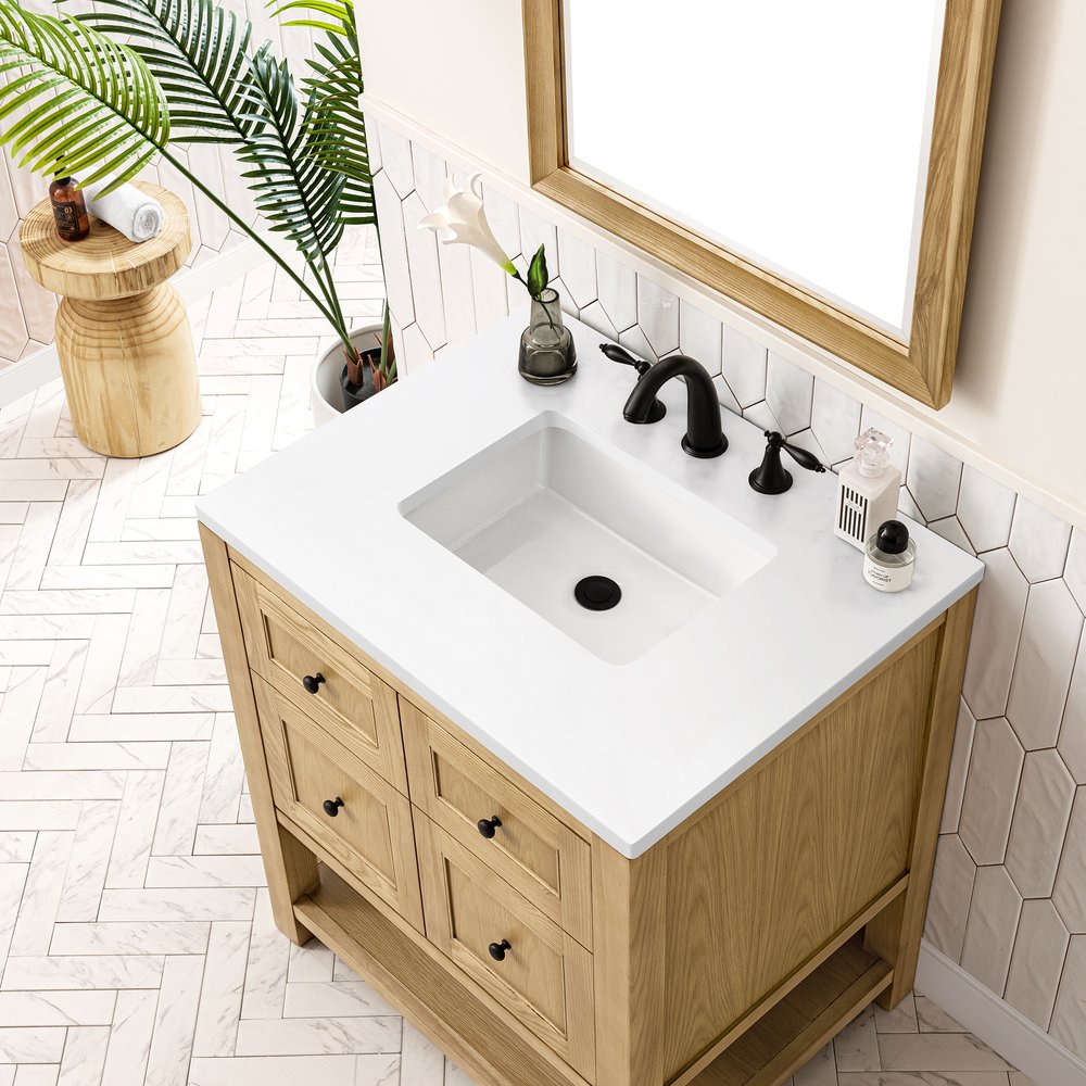 James Martin - Breckenridge 30" Single Vanity, Light Natural Oak w/ 3 CM White Zeus Top - 330-V30-LNO-3WZ view 10