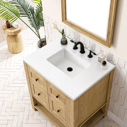 James Martin - Breckenridge 30" Single Vanity, Light Natural Oak w/ 3 CM White Zeus Top - 330-V30-LNO-3WZ view 10