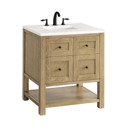 James Martin - Breckenridge 30" Single Vanity, Light Natural Oak w/ 3 CM White Zeus Top - 330-V30-LNO-3WZ view 14