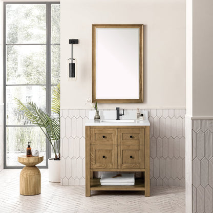 James Martin - Breckenridge 30" Single Vanity, Light Natural Oak w/ Single Hole 3 CM White Zeus Top & Backsplash - 330-V30-LNO-1WZ view 3