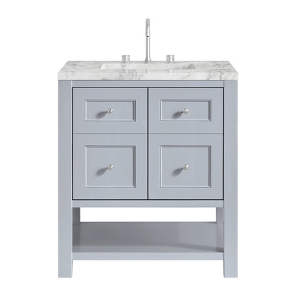 James Martin - Breckenridge 30" Single Vanity, Serenity Blue, w/ 3 CM Carrara Marble Top - 330-V30-SRB-3CAR view 1