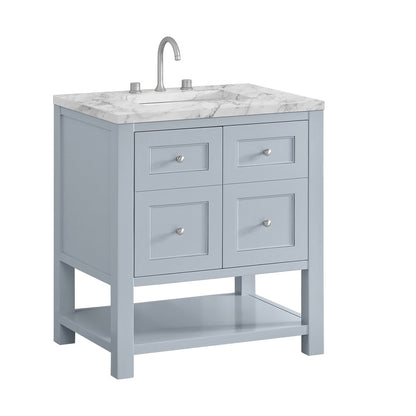 James Martin - Breckenridge 30" Single Vanity, Serenity Blue, w/ 3 CM Carrara Marble Top - 330-V30-SRB-3CAR view 10
