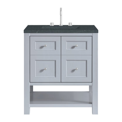 James Martin - Breckenridge 30" Single Vanity, Serenity Blue, w/ 3 CM Charcoal Soapstone Quartz Top - 330-V30-SRB-3CSP view 1