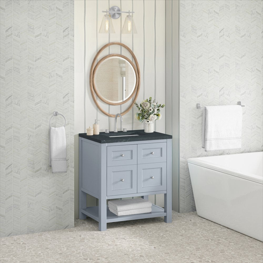 James Martin - Breckenridge 30" Single Vanity, Serenity Blue, w/ 3 CM Charcoal Soapstone Quartz Top - 330-V30-SRB-3CSP view 4