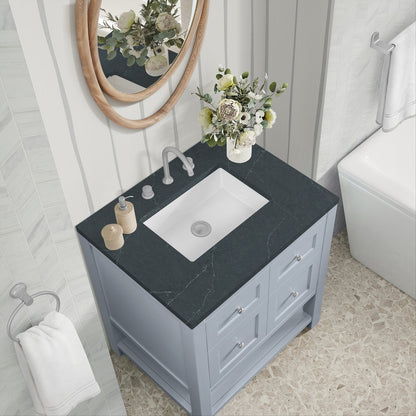 James Martin - Breckenridge 30" Single Vanity, Serenity Blue, w/ 3 CM Charcoal Soapstone Quartz Top - 330-V30-SRB-3CSP view 7