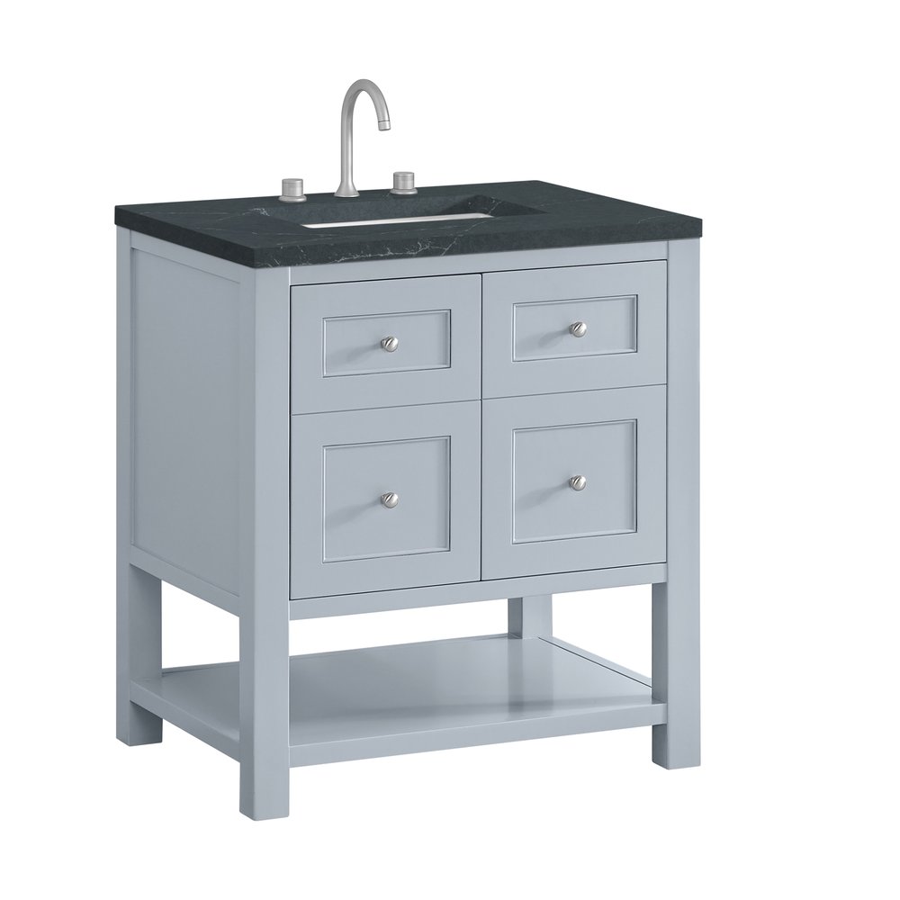 James Martin - Breckenridge 30" Single Vanity, Serenity Blue, w/ 3 CM Charcoal Soapstone Quartz Top - 330-V30-SRB-3CSP view 10