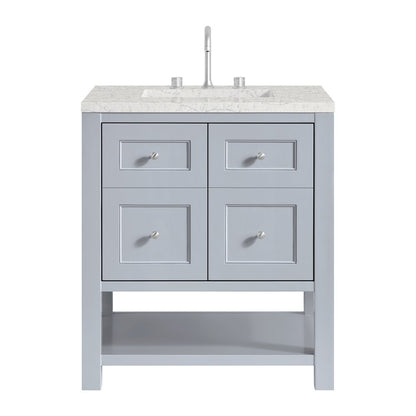 James Martin - Breckenridge 30" Single Vanity, Serenity Blue, w/ 3 CM Eternal Jasmine Pearl Quartz Top - 330-V30-SRB-3EJP view 1