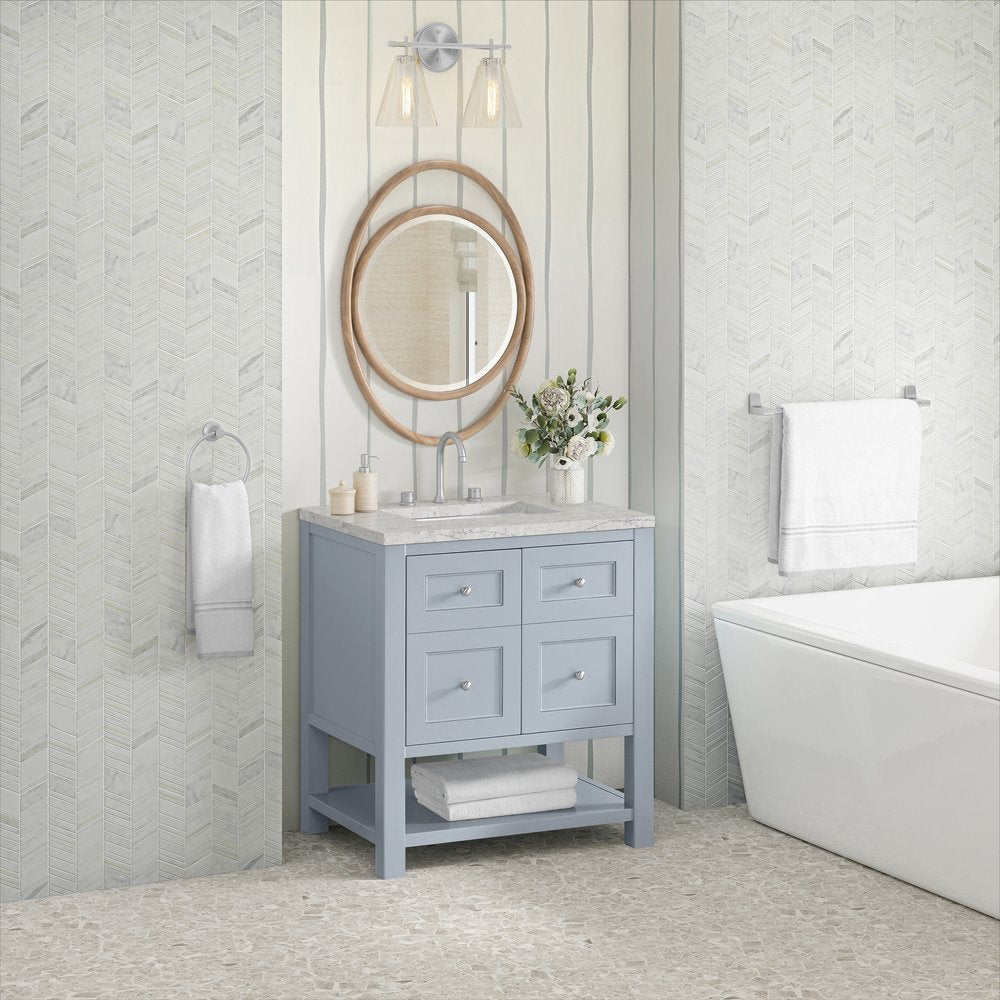 James Martin - Breckenridge 30" Single Vanity, Serenity Blue, w/ 3 CM Eternal Jasmine Pearl Quartz Top - 330-V30-SRB-3EJP view 4