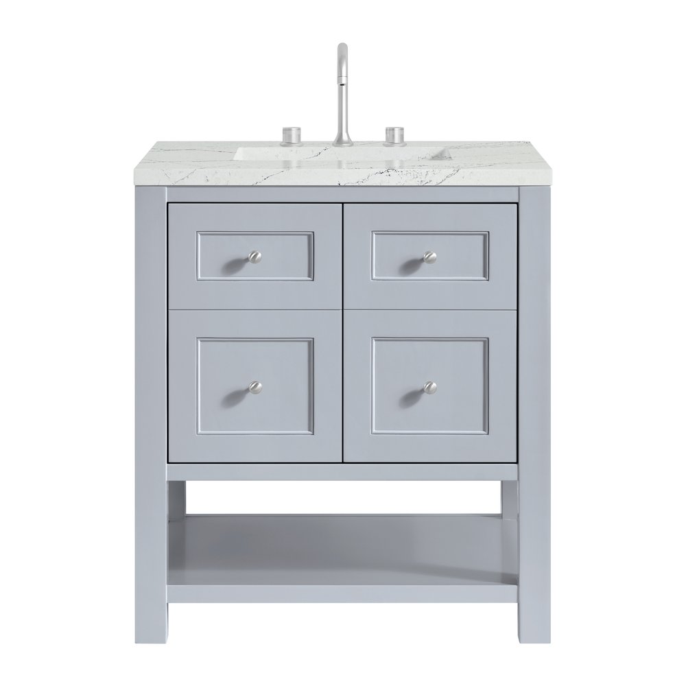 James Martin - Breckenridge 30" Single Vanity, Serenity Blue, w/ 3 CM Ethereal Noctis Quartz Top - 330-V30-SRB-3ENC view 1
