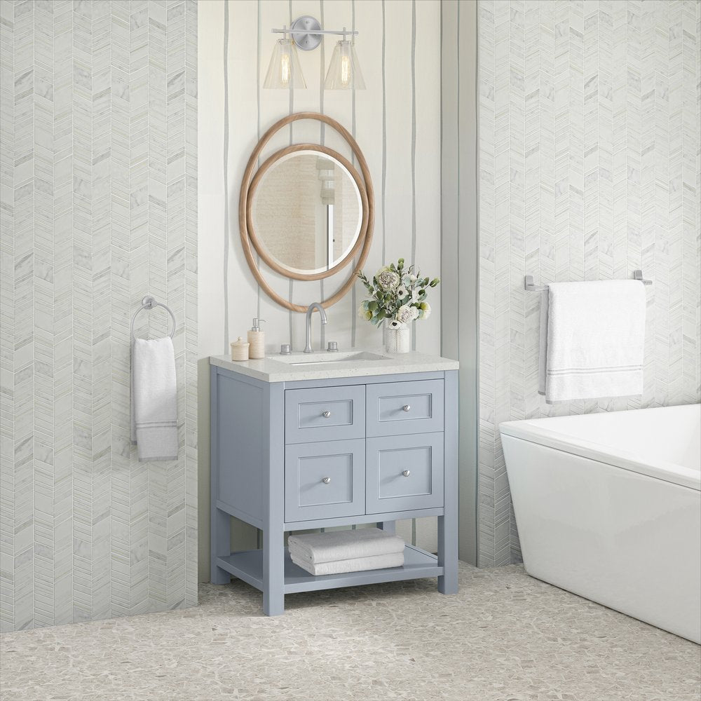 James Martin - Breckenridge 30" Single Vanity, Serenity Blue, w/ 3 CM Lime Delight Quartz Top - 330-V30-SRB-3LDL view 4