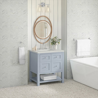 James Martin - Breckenridge 30" Single Vanity, Serenity Blue, w/ 3 CM Lime Delight Quartz Top - 330-V30-SRB-3LDL view 4