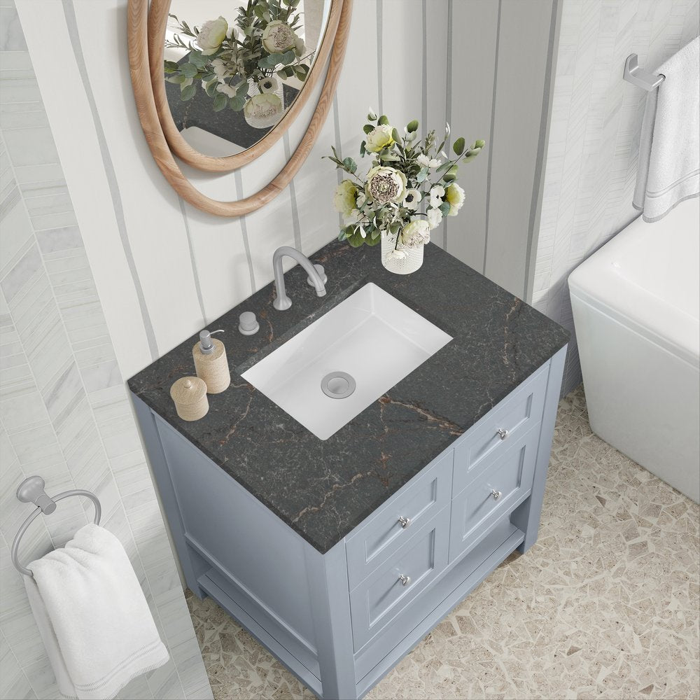 James Martin - Breckenridge 30" Single Vanity, Serenity Blue, w/ 3 CM Parisien Bleu Quartz Top - 330-V30-SRB-3PBL view 7
