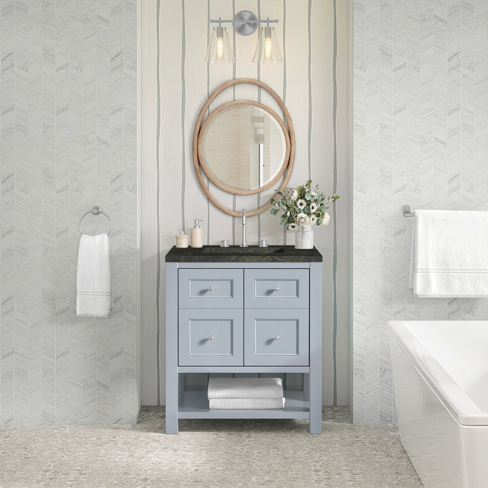 James Martin - Breckenridge 30" Single Vanity, Serenity Blue, w/ 3 CM Phantome Eclos Top - 330-V30-SRB-3PHT view 3
