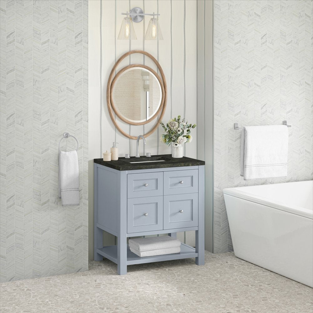 James Martin - Breckenridge 30" Single Vanity, Serenity Blue, w/ 3 CM Phantome Eclos Top - 330-V30-SRB-3PHT view 4