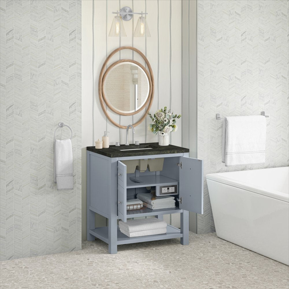 James Martin - Breckenridge 30" Single Vanity, Serenity Blue, w/ 3 CM Phantome Eclos Top - 330-V30-SRB-3PHT view 5