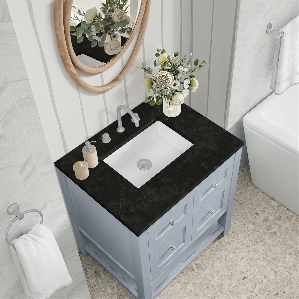 James Martin - Breckenridge 30" Single Vanity, Serenity Blue, w/ 3 CM Phantome Eclos Top - 330-V30-SRB-3PHT view 7