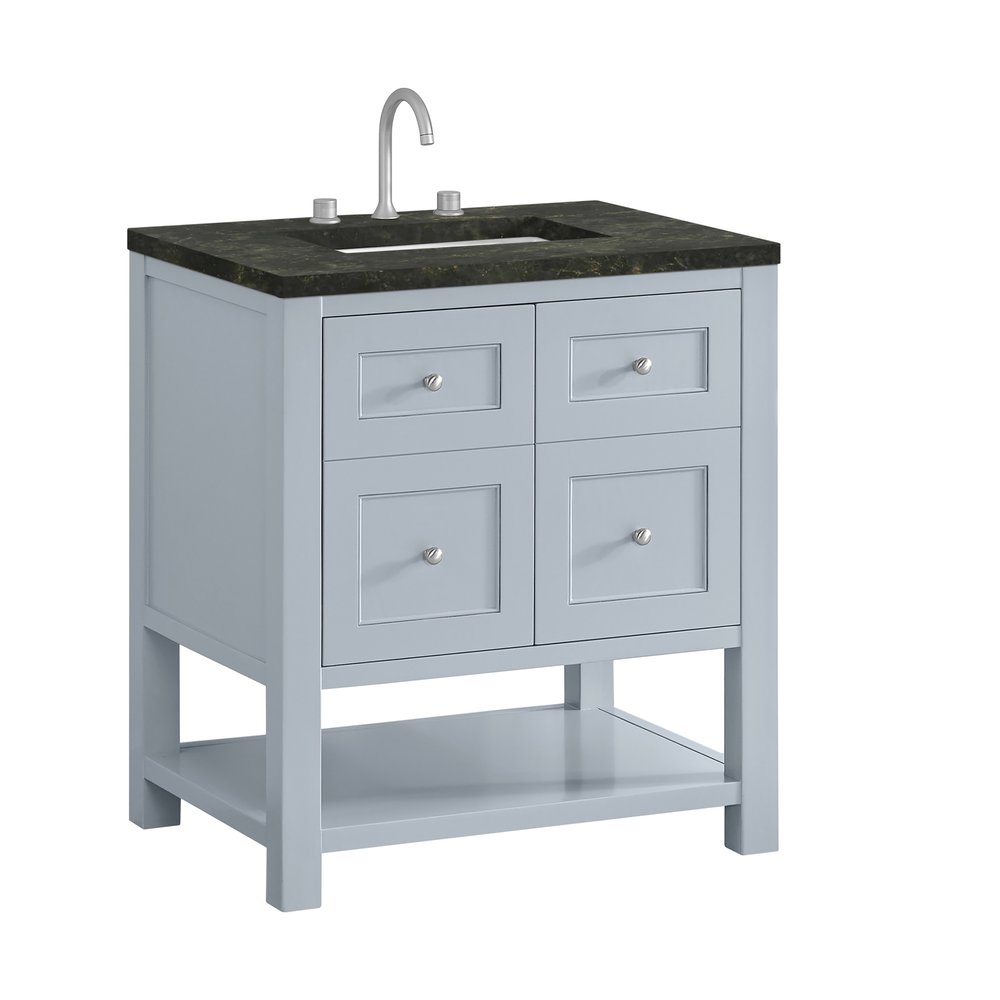 James Martin - Breckenridge 30" Single Vanity, Serenity Blue, w/ 3 CM Phantome Eclos Top - 330-V30-SRB-3PHT view 10