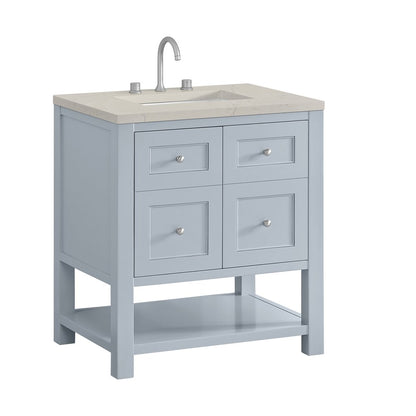 James Martin - Breckenridge 30" Single Vanity, Serenity Blue, w/ 3 CM Siberian Silestone Top - 330-V30-SRB-3SFR view 10