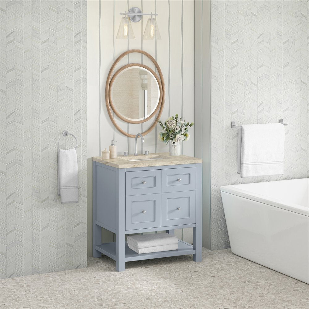 James Martin - Breckenridge 30" Single Vanity, Serenity Blue, w/ 3 CM Tajnar Eclos Top - 330-V30-SRB-3TJR view 4