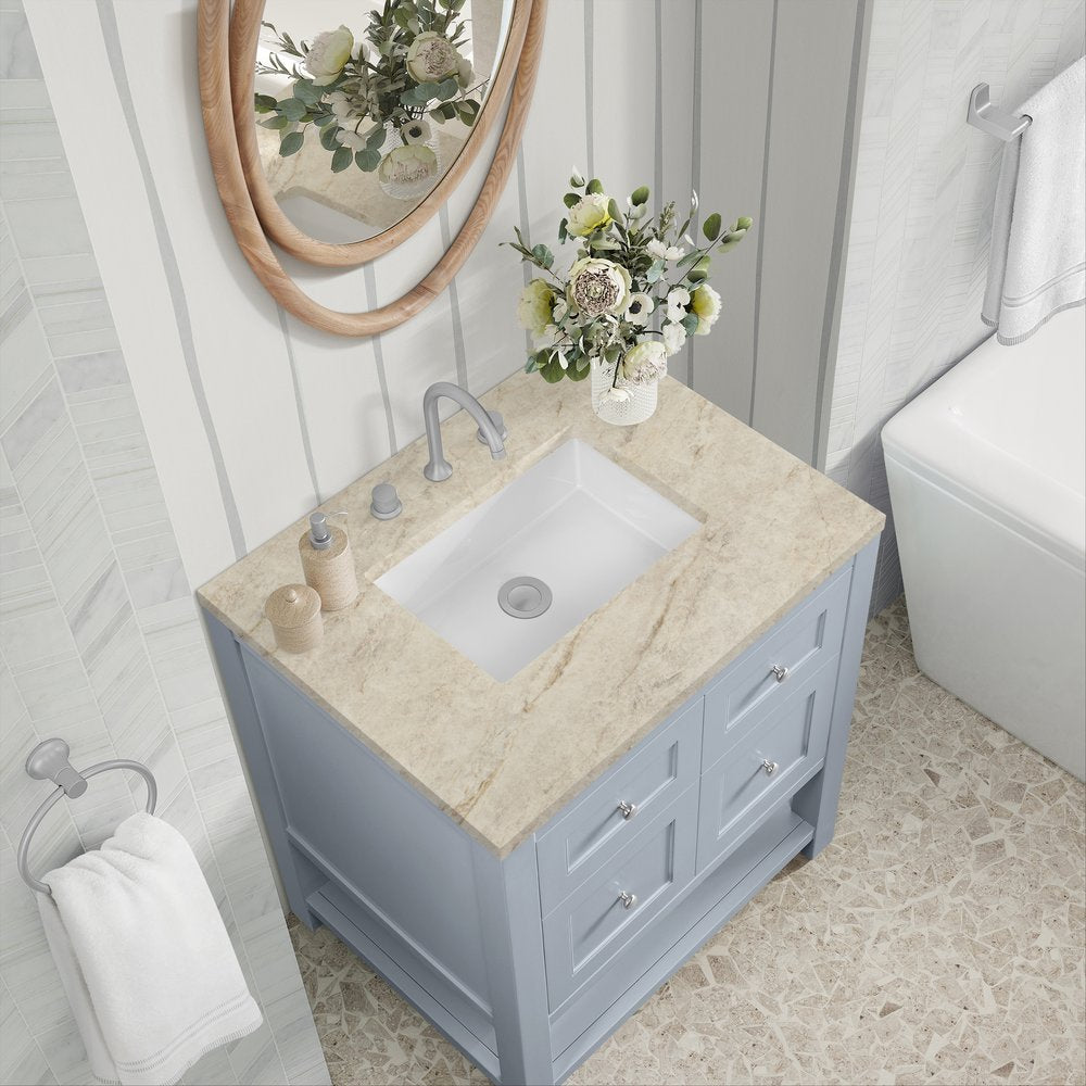 James Martin - Breckenridge 30" Single Vanity, Serenity Blue, w/ 3 CM Tajnar Eclos Top - 330-V30-SRB-3TJR view 7