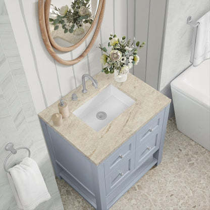 James Martin - Breckenridge 30" Single Vanity, Serenity Blue, w/ 3 CM Tajnar Eclos Top - 330-V30-SRB-3TJR view 7