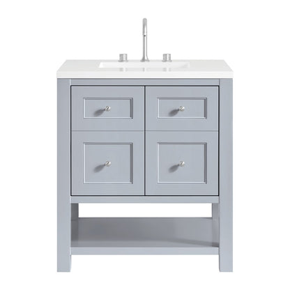 James Martin - Breckenridge 30" Single Vanity, Serenity Blue, w/ 3 CM White Zeus Quartz Top - 330-V30-SRB-3WZ view 1