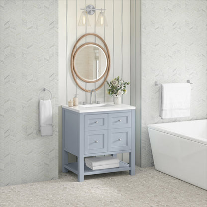 James Martin - Breckenridge 30" Single Vanity, Serenity Blue, w/ 3 CM White Zeus Quartz Top - 330-V30-SRB-3WZ view 4