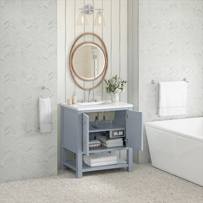 James Martin - Breckenridge 30" Single Vanity, Serenity Blue, w/ 3 CM White Zeus Quartz Top - 330-V30-SRB-3WZ view 5