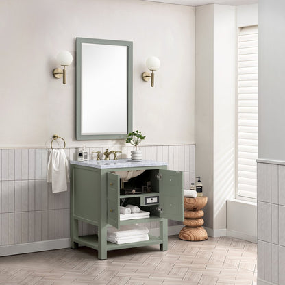 James Martin - Breckenridge 30" Single Vanity, Smokey Celadon w/ 3 CM Carrara Marble Top - 330-V30-SC-3CAR view 5