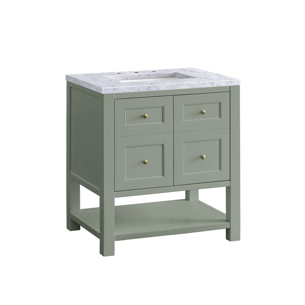 James Martin - Breckenridge 30" Single Vanity, Smokey Celadon w/ 3 CM Carrara Marble Top - 330-V30-SC-3CAR view 10