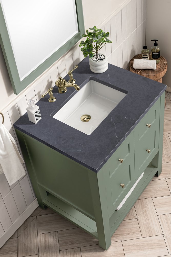 James Martin - Breckenridge 30" Single Vanity, Smokey Celadon w/ 3 CM Charcoal Soapstone Top - 330-V30-SC-3CSP view 7