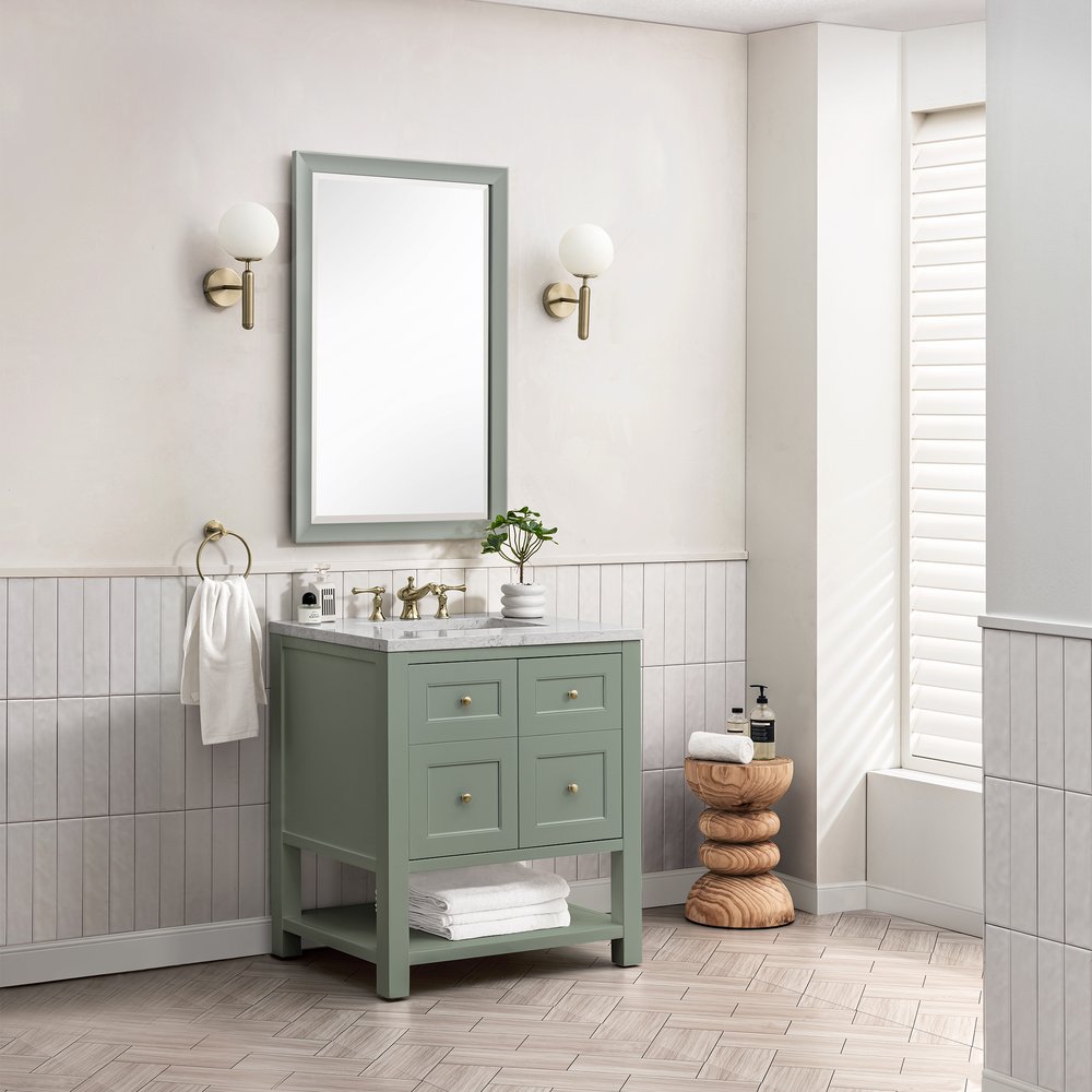 James Martin - Breckenridge 30" Single Vanity, Smokey Celadon w/ 3 CM Eternal Jasmine Pearl Top - 330-V30-SC-3EJP view 3