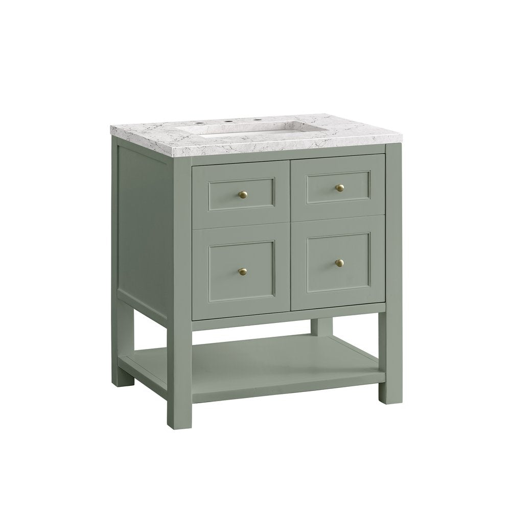 James Martin - Breckenridge 30" Single Vanity, Smokey Celadon w/ 3 CM Eternal Jasmine Pearl Top - 330-V30-SC-3EJP view 7