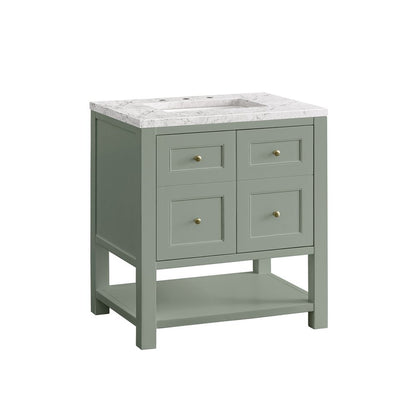 James Martin - Breckenridge 30" Single Vanity, Smokey Celadon w/ 3 CM Eternal Jasmine Pearl Top - 330-V30-SC-3EJP view 7