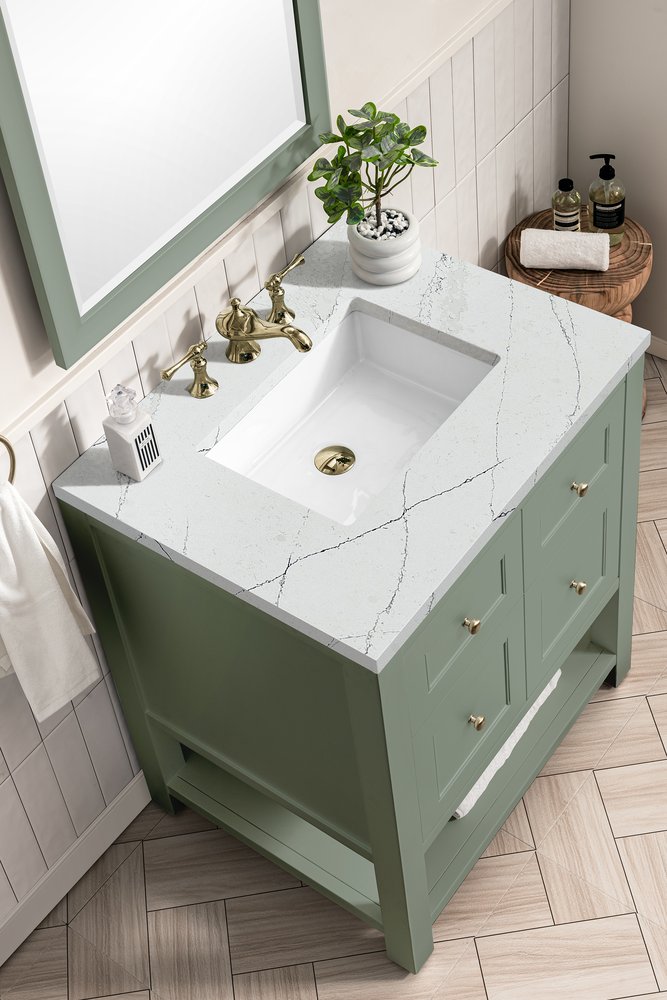 James Martin - Breckenridge 30" Single Vanity, Smokey Celadon w/ 3 CM Ethereal Noctis Top - 330-V30-SC-3ENC view 7