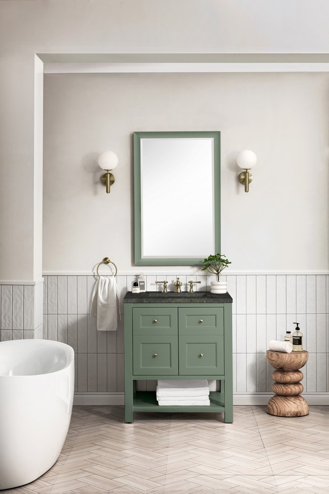 James Martin - Breckenridge 30" Single Vanity, Smokey Celadon, w/ 3 CM Phantome Eclos Top - 330-V30-SC-3PHT view 3