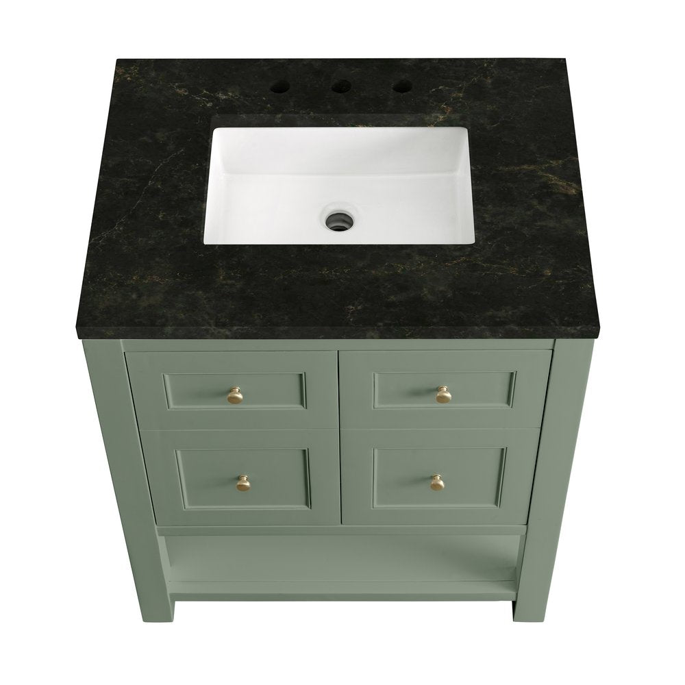 James Martin - Breckenridge 30" Single Vanity, Smokey Celadon, w/ 3 CM Phantome Eclos Top - 330-V30-SC-3PHT view 7