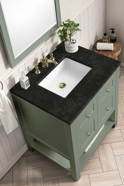 James Martin - Breckenridge 30" Single Vanity, Smokey Celadon, w/ 3 CM Phantome Eclos Top - 330-V30-SC-3PHT view 9